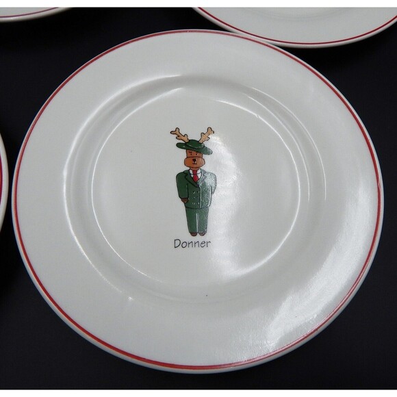 Santa's Reindeer Salad Dessert Plates 8-1/4 In Set of 8 Rudolph LTD Commodities - Picture 10 of 12